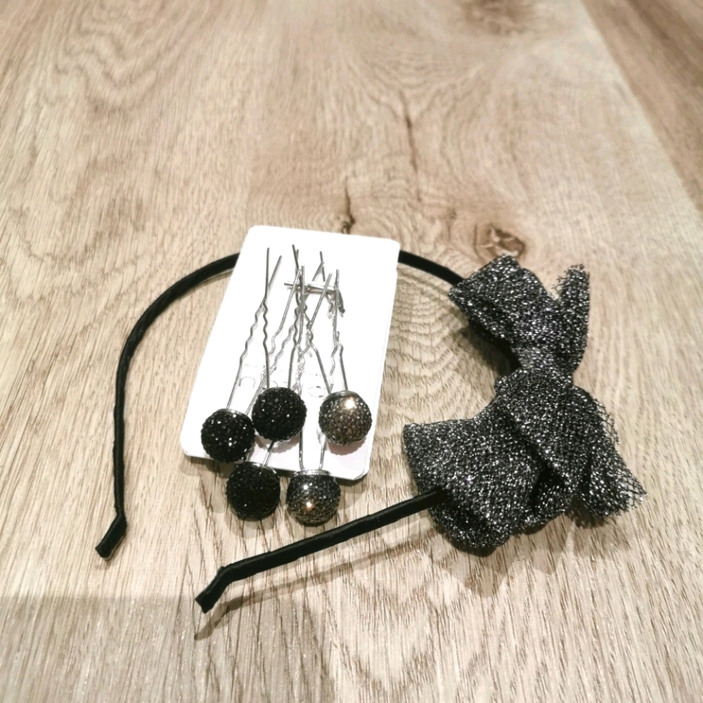 Bow hair hoop hairband with pins